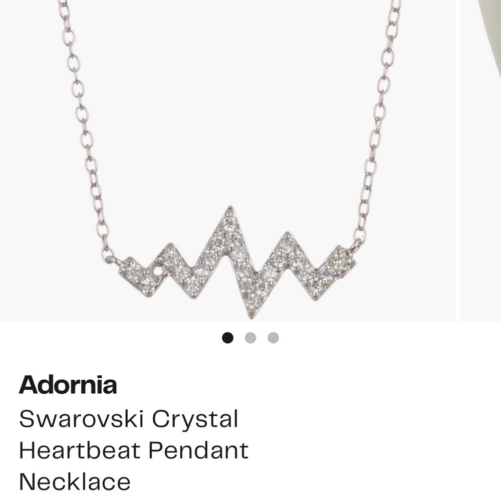 Silver Heartbeat Necklace with Sparkling Crystals